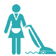 A housekeeping woman vacuuming the hotel floor