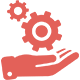 A hand extending to hold other services represented by rolling gears of different sizes